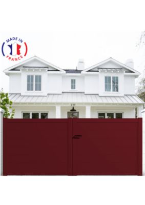 Portail alu battant plein en kit dim. L.4000 (entre piliers)X H.1900 mm  Rouge (RAL 3004)