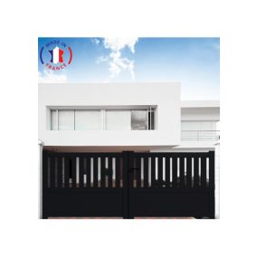 Portail alu battant semi-ajouré en kit dim. L.3500 (entre piliers) X H.1300 mm  Blanc (9010)