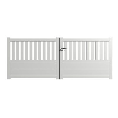Portail alu battant semi-ajouré en kit dim. L.4000 (entre piliers) X H.1300 mm  Blanc (RAL 9010)