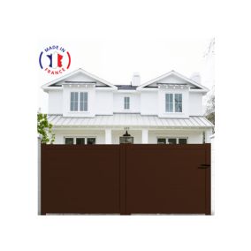 Portail alu coulissant plein en kit - L.3000 (entre piliers) X H.1500 mm - Marron (1247)