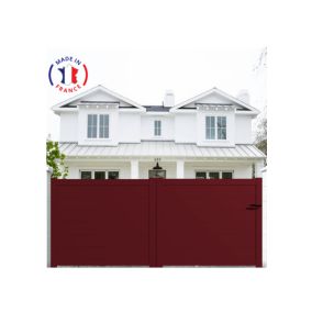 Portail alu coulissant plein en kit - L.3000 (entre piliers) X H.1700 mm - Rouge (3004)