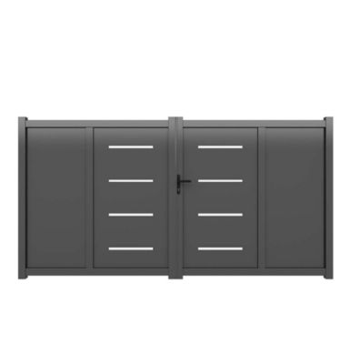Portail ALU Lorient largeur 3m00 - Ht 1m70 - Gris - Motorisé | Castorama