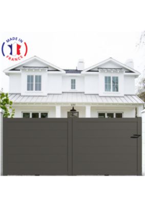 Portail aluminium coulissant plein en kit dimensions L.3000 (entre piliers) X H.1900 mm Gris quartz (RAL 7039)
