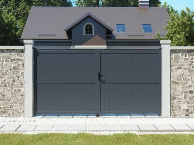Portail aluminium "Maurice"  349.5 x 180.9 cm  Gris
