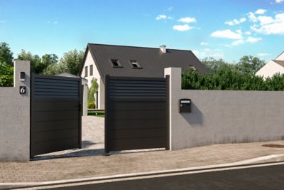 Portail aluminium Nazaré anthracite - 300 x h.163,4 cm