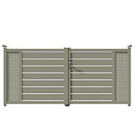 Portail aluminium Tarcenay gris 7030 - 300 x h.136 cm