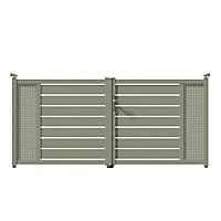 Portail aluminium Tarcenay gris 7030 - 350 x h.136 cm