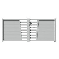 Portail aluminium Tessy gris taupe 7037 sablé - 300 x h.128,6 cm