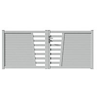 Portail aluminium Tessy gris taupe 7037 sablé - 350 x h.128,6 cm