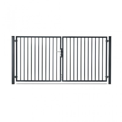 Portail barreaudé acier galvanisé passage 4m00 H 1m20 Gris anthracite