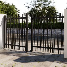 Portail barreaudé battant Neva aluminium gris anthracite RAL 7021 l.350 x H.160 cm Klikstrom