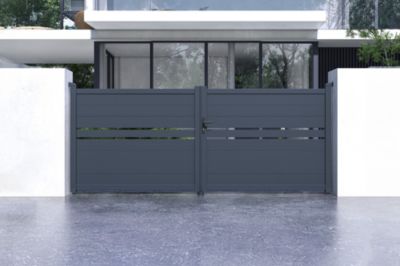 Portail battant 3,5m CIMONE H.140 aluminium gris