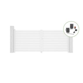 Portail battant 3,5m EIGER H.140cm alu blanc + motorisation BUNKER B500
