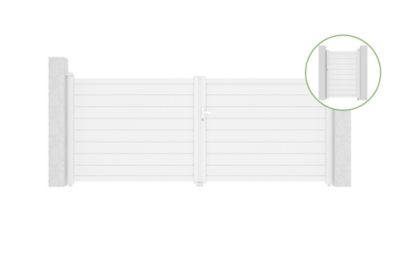 Portail battant 3,5m EIGER H.140cm alu blanc + portillon EIGER H140 BLANC