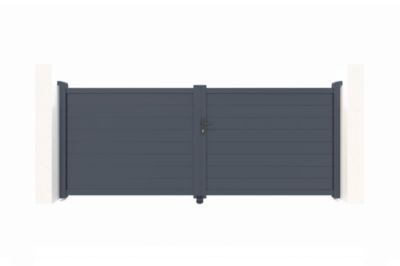 Portail battant 3,5m EIGER H.140cm aluminium gris