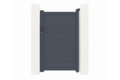 Portail battant 3,5m EIGER H.160cm + Portillon 1m EIGER H.160cm aluminium gris