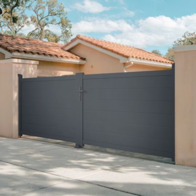 Portail battant 3,5m EIGER H.180cm aluminium gris