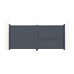 Portail battant 3,5m EIGER H.180cm aluminium gris