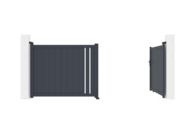 Portail battant 3,5m GIONA H.140cm alu gris + Portillon 1M CIMONE H.140cm alu