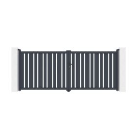 Portail battant 3,5m VEYMONT H.140cm aluminium gris