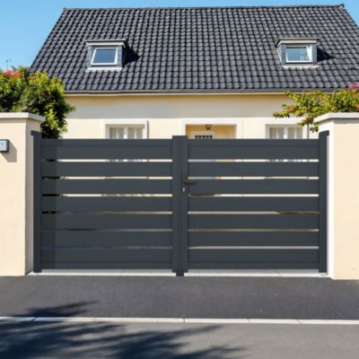 Portail battant 3,5m VOGEL H.140cm aluminium gris