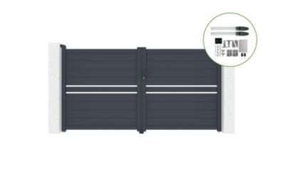 Portail battant 3m CIMONE H.160cm alu + motorisation HICKER B200