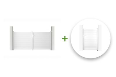 Portail battant 3m EIGER H.140cm + Portillon 1m EIGER H.140cm aluminium blanc