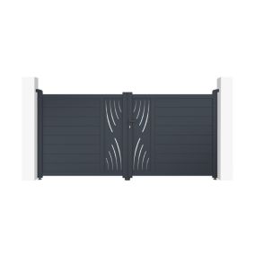 Portail battant 3m VELETA H.145cm aluminium gris
