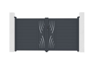 Portail battant 3m VELETA H.160cm aluminium gris