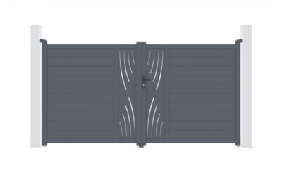 Portail battant 3m VELETA H.180cm aluminium gris