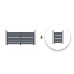 Portail battant 3m VOGEL H.140cm + Portillon 1m VOGEL H.140cm aluminium gris