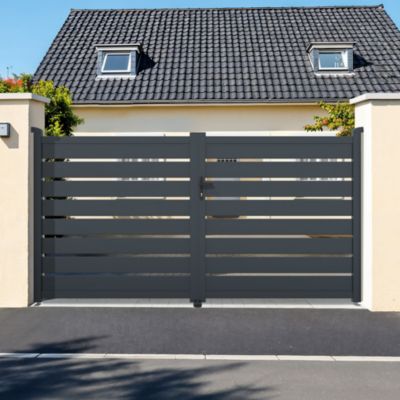 Portail battant 3m VOGEL H.160cm aluminium gris