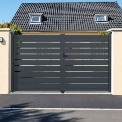 Portail battant 3m VOGEL H.180cm aluminium gris