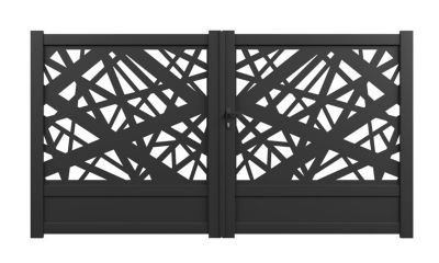 Portail battant 4ALU aluminium Arradon gris 7016 - 300 x h.154,2 cm