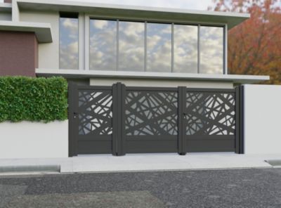 Portail battant 4ALU aluminium Arradon gris 7016 - 350 x h.154,2 cm