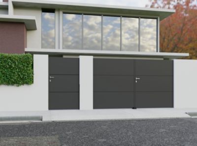 Portail battant 4ALU aluminium Plenus gris 7016 - 350 x h.160 cm