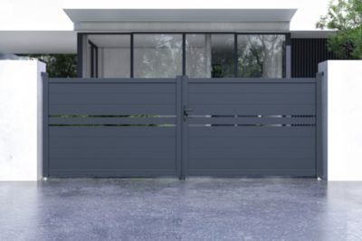 Portail battant 4m CIMONE H.140cm alu + portillon CIMONE H140 GRIS