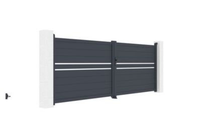 Portail battant 4m CIMONE H.140cm alu + portillon CIMONE H140 GRIS