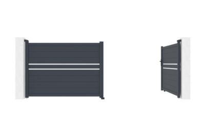 Portail battant 4m CIMONE H.140cm alu + portillon CIMONE H140 GRIS
