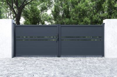 Portail battant 4m CIMONE H.140cm alu + portillon CIMONE H140 GRIS
