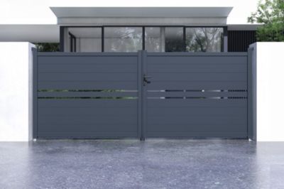 Portail battant 4m CIMONE H.160 aluminium gris