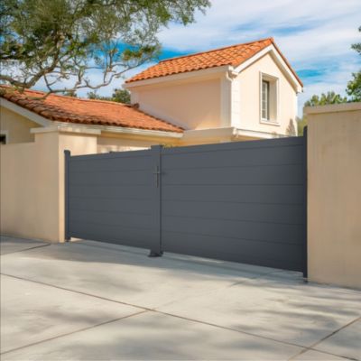 Portail battant 4m EIGER H.160cm aluminium gris