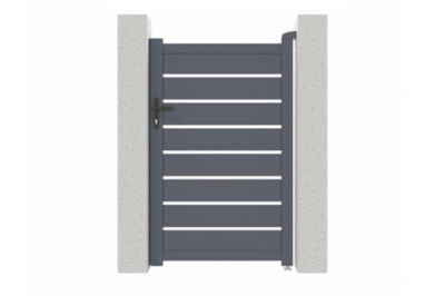 Portail battant 4m VOGEL H.160cm + Portillon 1m VOGEL H.160cm aluminium gris