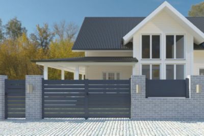 Portail battant 4m VOGEL H.160cm + Portillon 1m VOGEL H.160cm aluminium gris