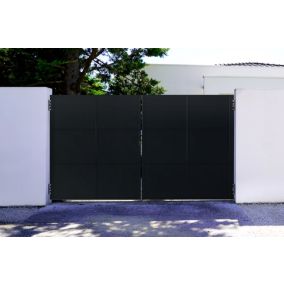 Portail battant acier 3,5m NALI H.200cm noir mat