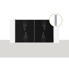 Portail battant acier 3M NALI VELETA H.180cm Noir mat + 2 poteaux acier DARIO