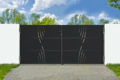 Portail battant acier noir mat 3m NALI VELETA H.140cm