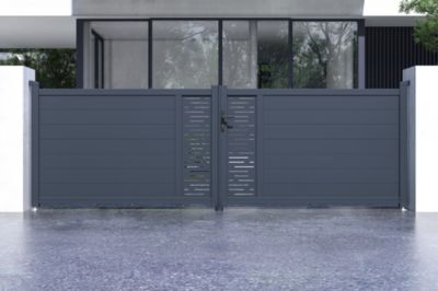 Portail battant ajustable en largeur 4m ARLBERG H.120cm alu gris