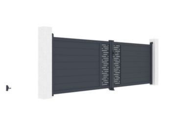 Portail battant ajustable en largeur 4m ARLBERG H.120cm alu gris