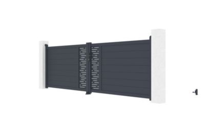 Portail battant ajustable en largeur 4m ARLBERG H.120cm alu gris